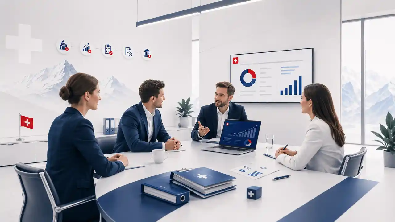 Modernes Büro mit Schweizer Geschäftsumfeld für Gründer und KMU