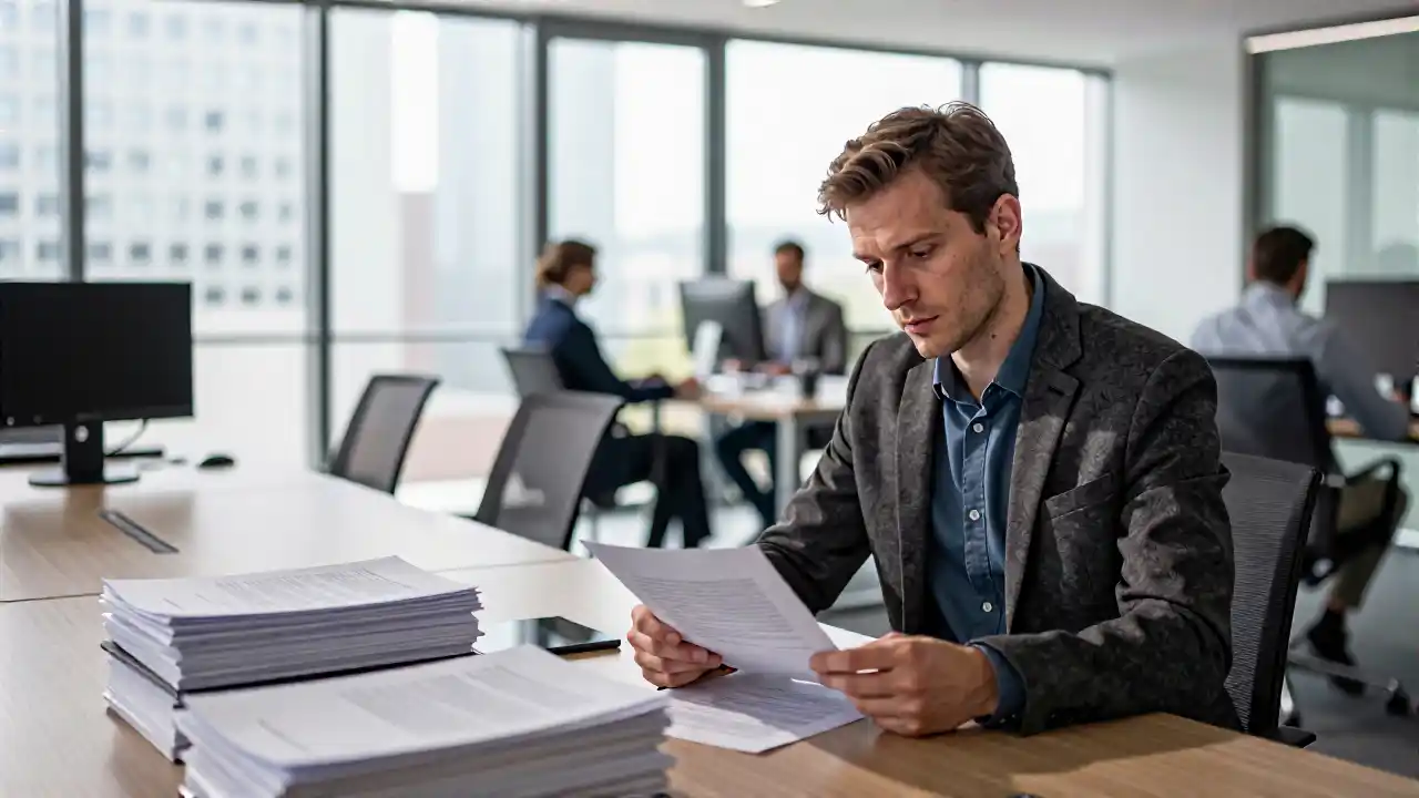 Geschäftsmann in modernem Büro bei Arbeit