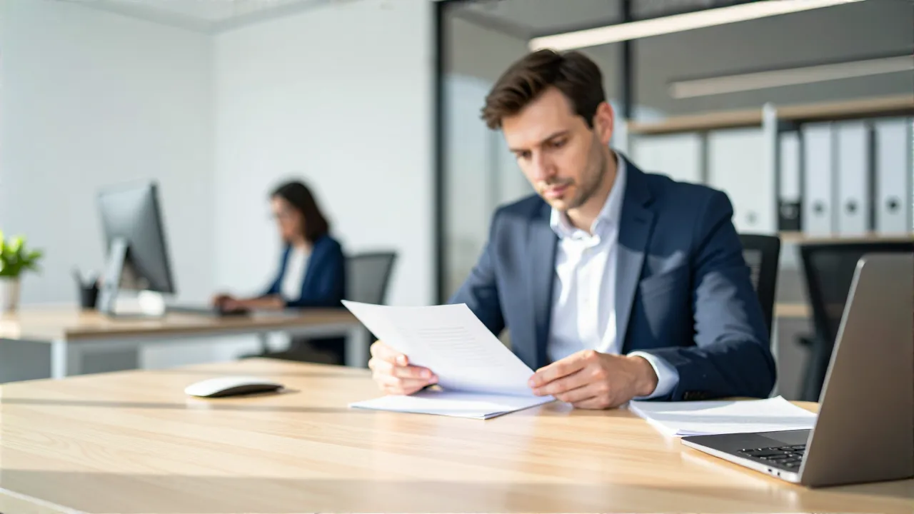 Professioneller Mann arbeitet realistisch im hellen Büro