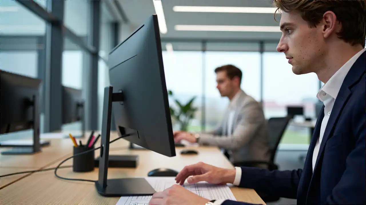 Hochrealistischer Consultant im modernen Minimal-Büro