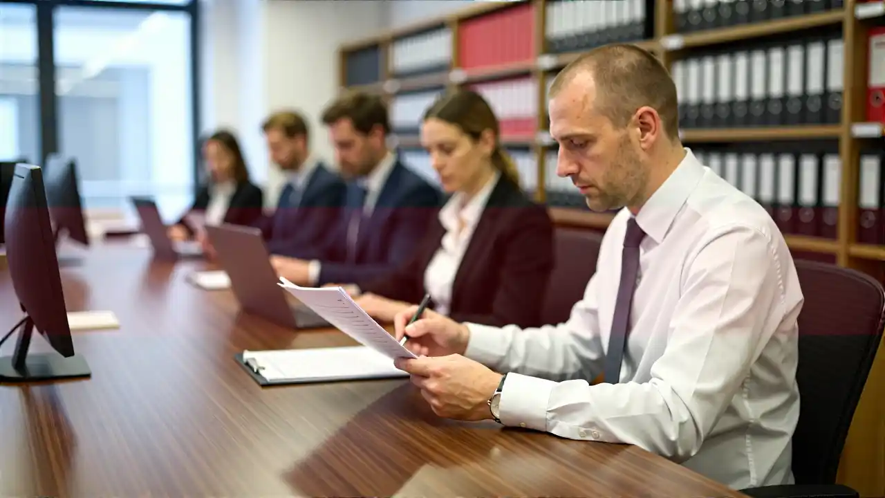 Hochdetailliertes Schweizer Büro, Profi arbeitet