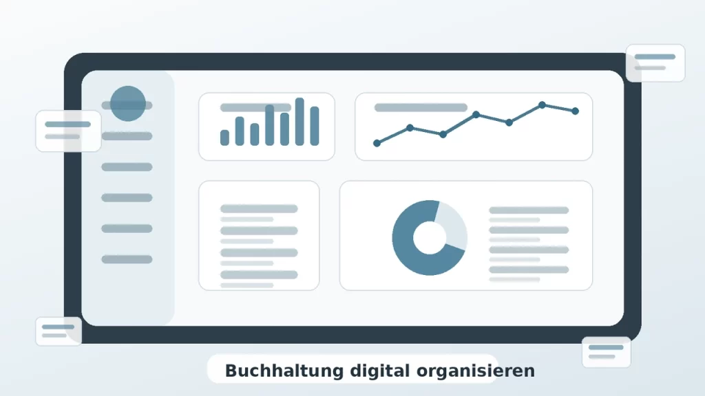 Finanzdashboard einer Buchhaltungssoftware für Kleinunternehmen mit Belegen, Rechnungen und Auswertungen