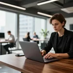 Detailreiches Porträt in modernem Arbeitsumfeld