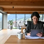 Realistische Szene in einem modernen Schweizer Büro
