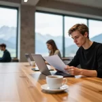 Moderner Co-Working mit Alpenblick und Unternehmer