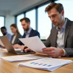 Fotorealistischer Schweizer Berater im modernen Büro
