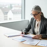 Fotorealistische Managerin im modernen Schweizer Büro
