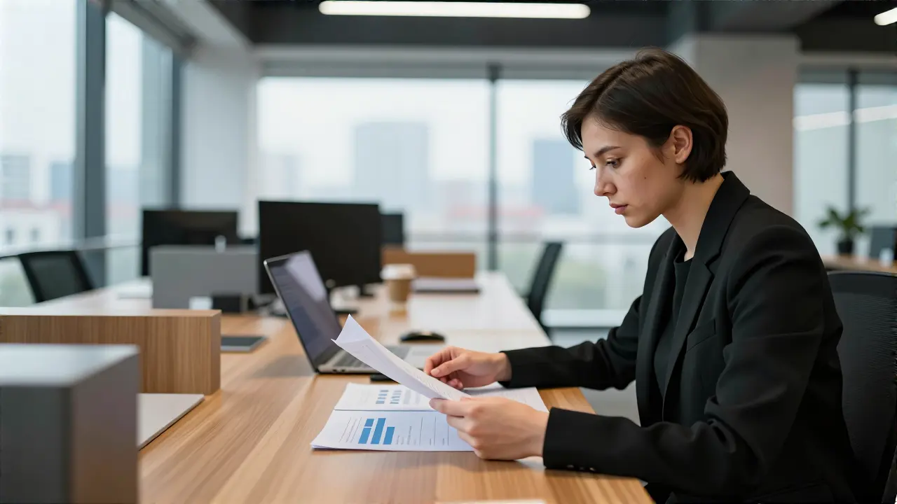 Realistisches Foto: Profi arbeitet in minimalistischem Office