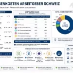 Infografik zu Lohnnebenkosten für Arbeitgeber in der Schweiz mit AHV, ALV, BVG, UVG und FAK