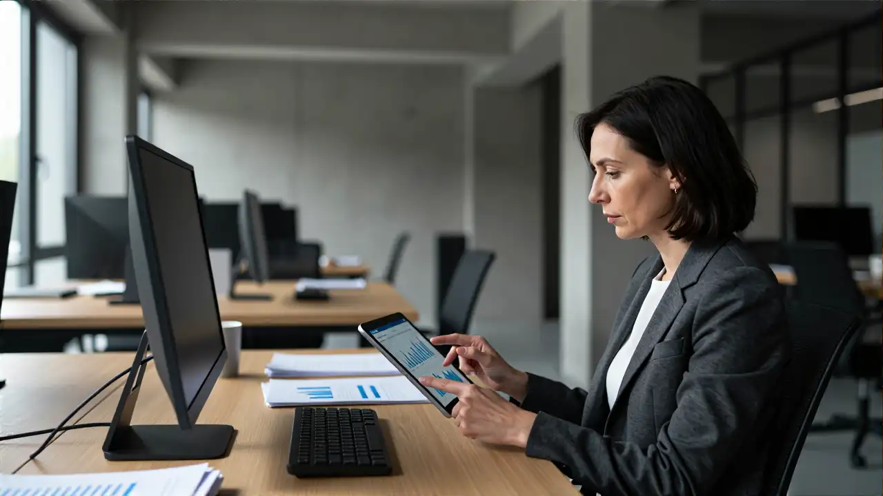 Minimalist Büro mit Fokus auf die moderne Geschäftsfrau