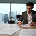 Hochdetailliertes modernes Schweizer Büro mit Stadtblick